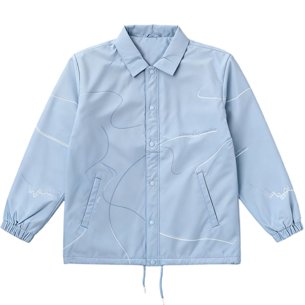 Light Blue Collared Jacket with White Line Art Print