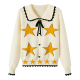 Retro Yellow Star Print Collared Knit Cardigan