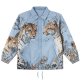Light Blue Collared Jacket with Wild Animal Print