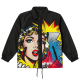Black Collared Jacket with Pop Art Comic Print