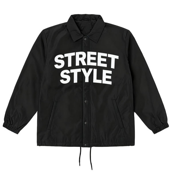 Black Collared Jacket with "STREET STYLE" Letter Print